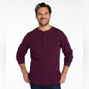 LL Bean Men’s Unshrinkable Mini Waffle Henley Long Sleeve Traditional Fit Sz. L